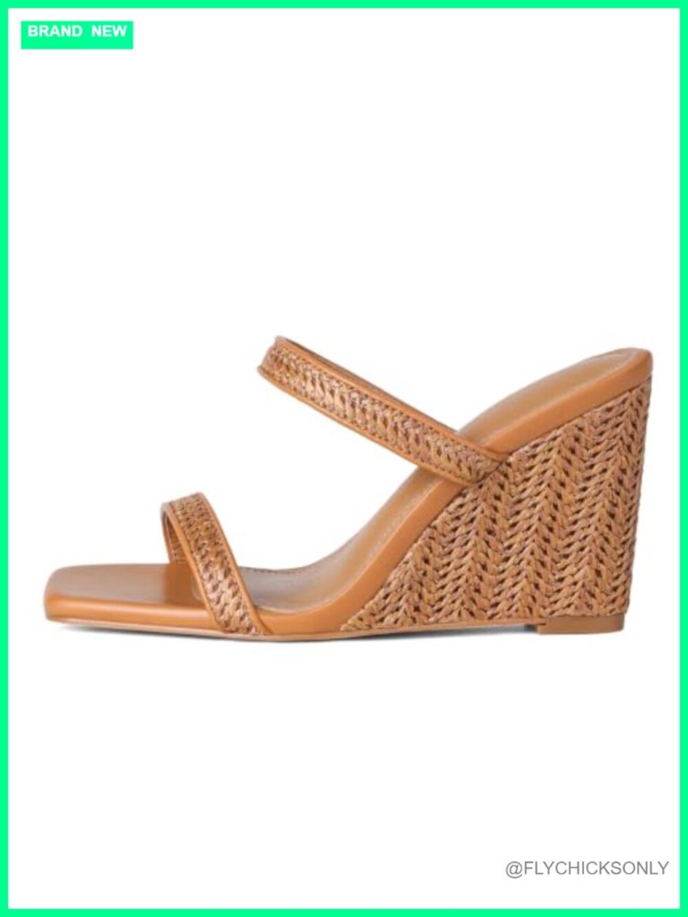 Raffia Espadrille Wedge Sandals Women Square Toe Slip On Size 7